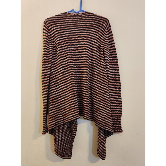 Volcom Women's Small Open Cardigan Sweater Rust Black Stripe Waterfall Hi-Low - Picture 3 of 9